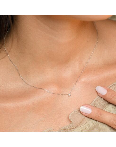 Collier Solitaire Diamant 0.08 ct or blanc