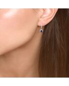 Aretes colgantes con diamantes de 0,15 quilates y zafiros de 0,5 quilates en oro blanco