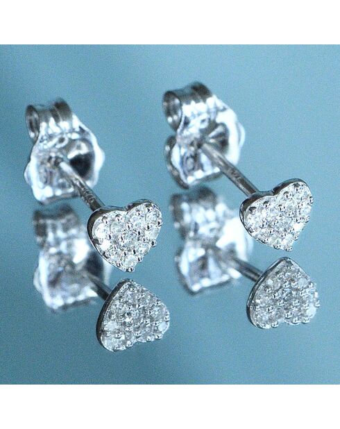 Boucles d'oreilles Coeurs Diamants 0.07 ct or blanc
