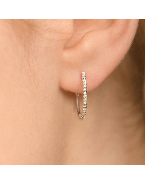 Boucles d'oreilles Créoles Sublimes Diamants 0.10 ct or blanc