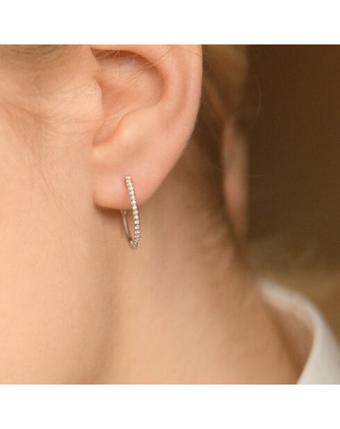 Boucles d'oreilles Créoles Sublimes Diamants 0.10 ct or blanc