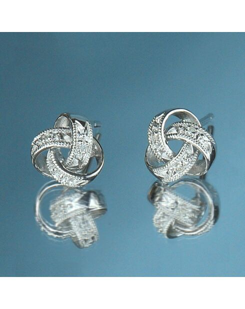 Boucles d'oreilles Joli Noeud Diamants 0.02 ct or blanc