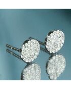 Boucles d'oreilles ronds scintillants Diamants 0.17 ct or blanc