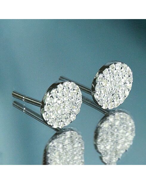 Boucles d'oreilles ronds scintillants Diamants 0.17 ct or blanc