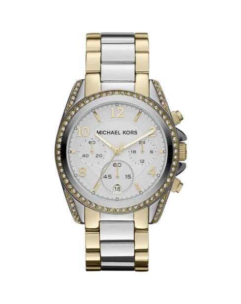 Montre Chronographe Femme en Acier argenté/doré