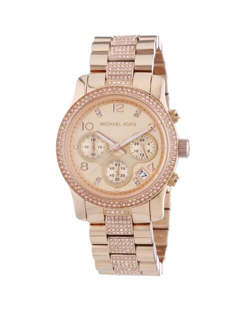 Montre Chronographe Femme en Acier rose doré