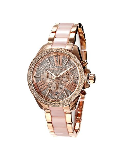 Montre Chronographe Femme en Acier rose doré