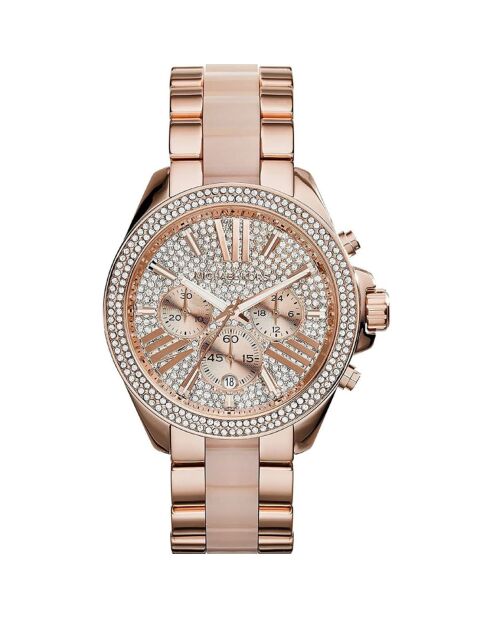 Montre Chronographe Femme en Acier rose doré