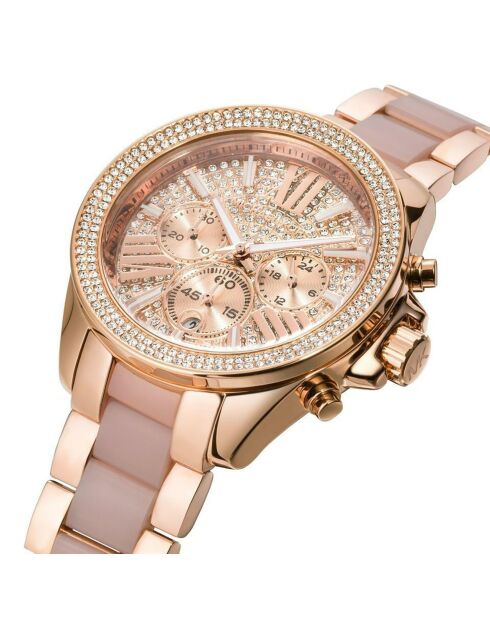 Montre Chronographe Femme en Acier rose doré