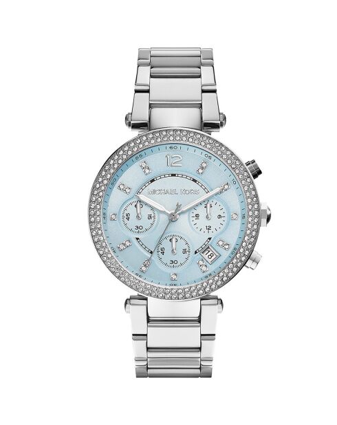 Montre Chronographe Femme en Acier argentée