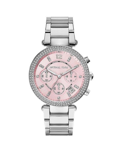 Montre Chronographe Femme en Acier argentée