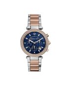 Montre Chronographe Femme en Acier argenté/rose doré