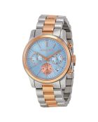 Montre Chronographe Femme en Acier argenté/rose doré