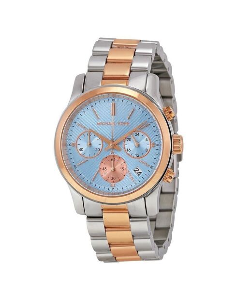 Montre Chronographe Femme en Acier argenté/rose doré