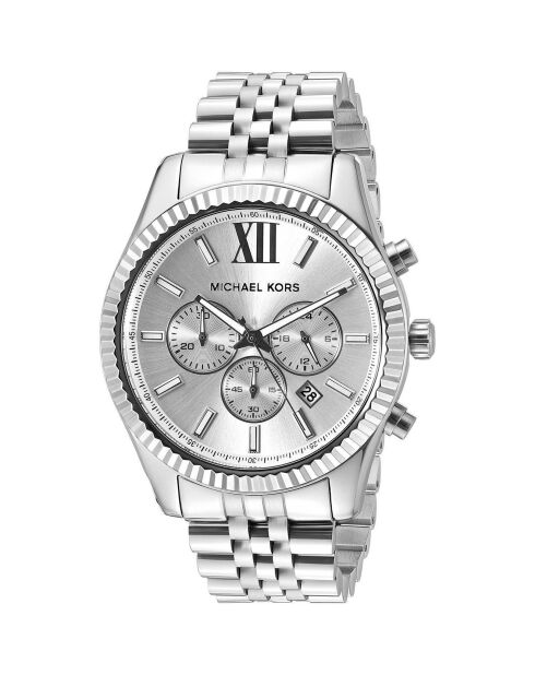 Montre Chronographe Homme en Acier argentée