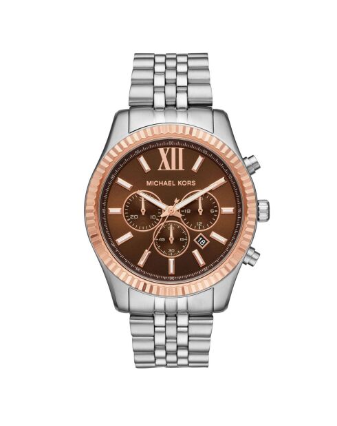 Montre Chronographe Homme en Acier argentée