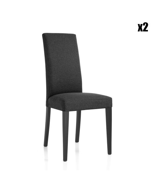 2 Chaises Lella Tissu anthracite - 100x46x45 cm