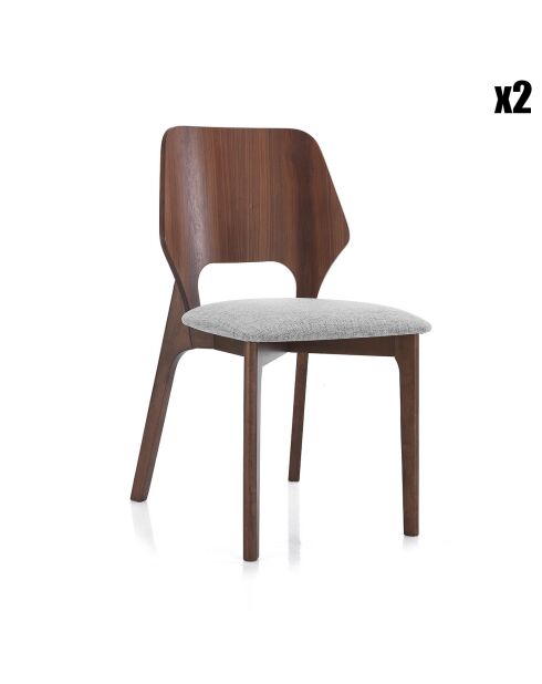 2 Chaises Natacha noyer/gris - 84x48x55 cm