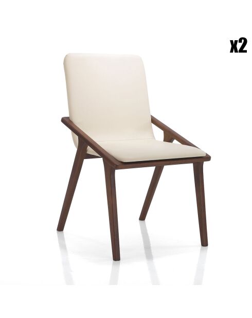 2 Chaises Gemma noyer/beige - 86x51x61 cm