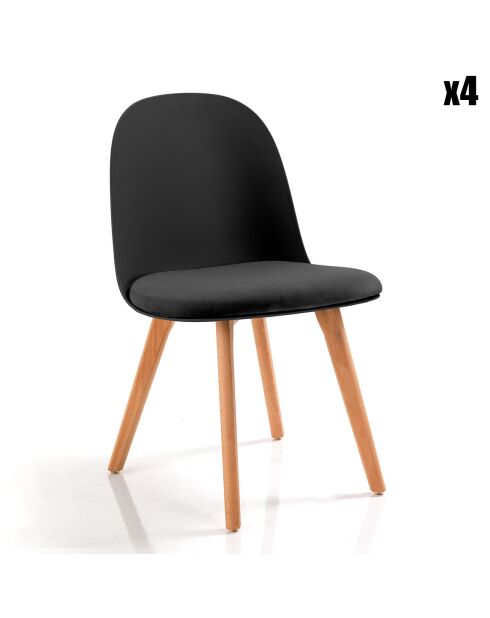 4 Chaises Jade Bois noires - 78x46x52 cm