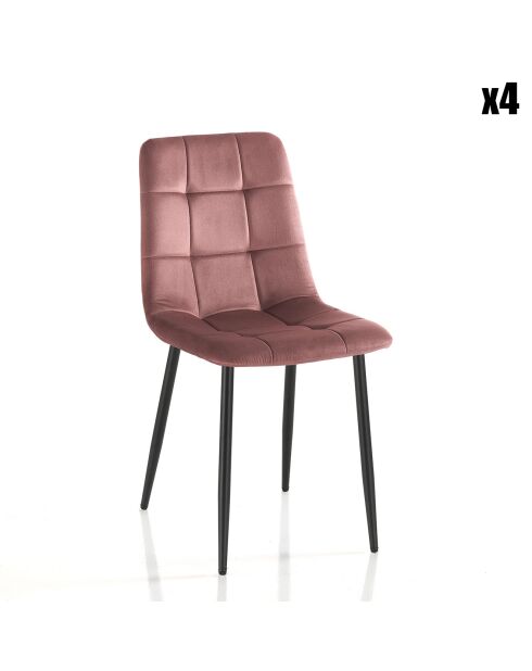 4 Chaises Faffy Pink rose/noir - 85x42x53 cm