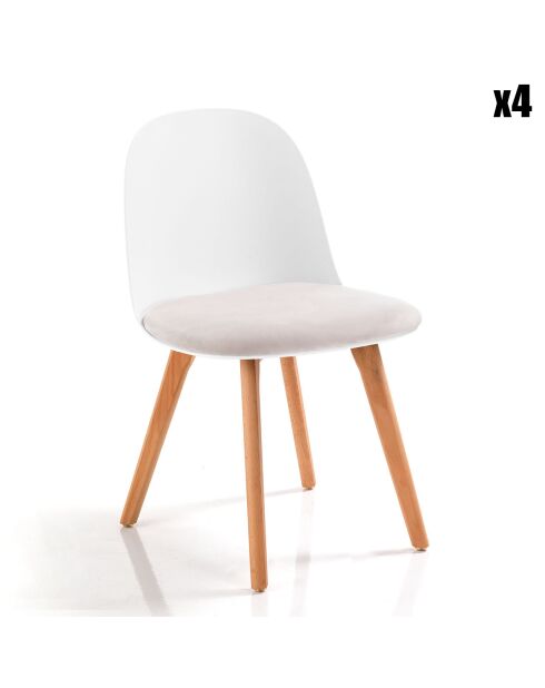 4 Chaises Jade Bois blanches - 78x46x52 cm