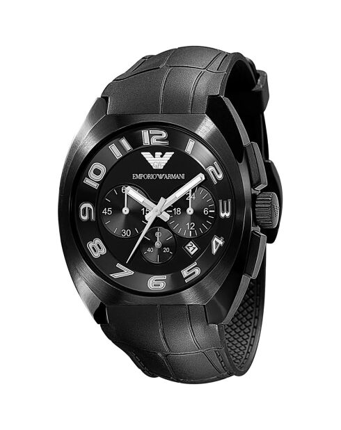 Montre Chronographe Homme en Caoutchouc noire