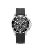 Montre Chronographe Homme en Caoutchouc Marine Chrono Rubber argenté/noir