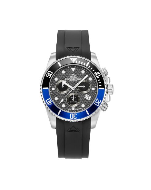 Montre Chronographe Homme en Caoutchouc Marine Chrono Rubber argenté/noir/bleu