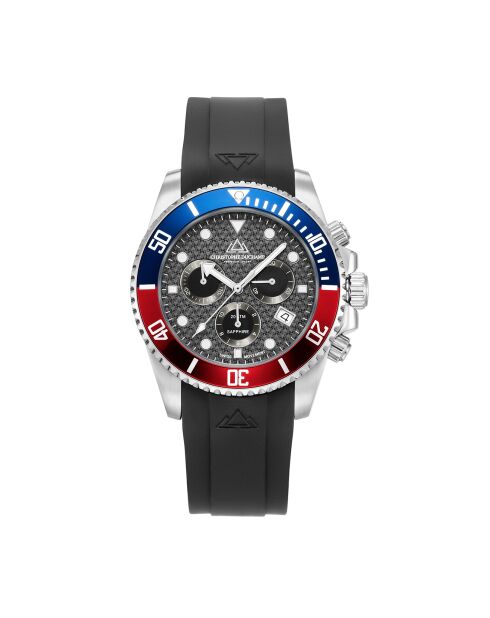 Montre Chronographe Homme en Caoutchouc Marine Chrono Rubber argenté/noir/bleu/rouge