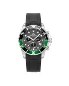 Montre Chronographe Homme en Caoutchouc Marine Chrono Rubber argenté/noir/vert
