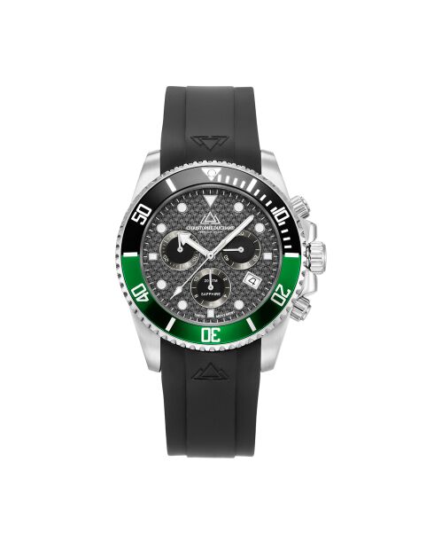 Montre Chronographe Homme en Caoutchouc Marine Chrono Rubber argenté/noir/vert