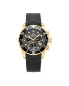Montre Chronographe Homme en Caoutchouc Marine Chrono Rubber doré/noir