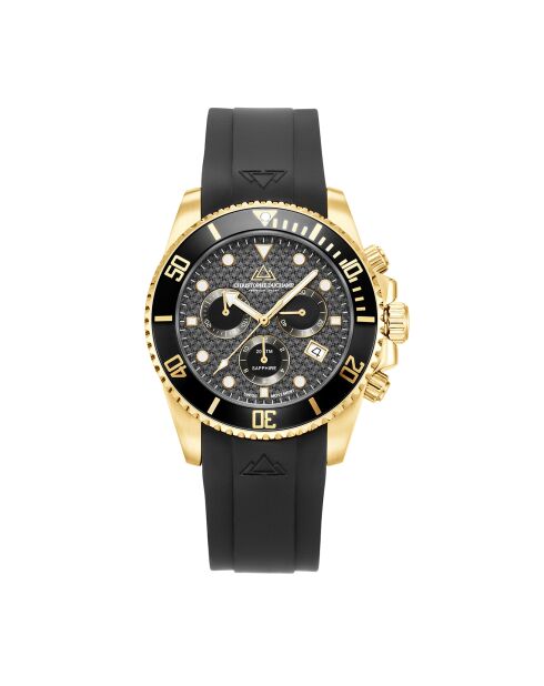 Montre Chronographe Homme en Caoutchouc Marine Chrono Rubber doré/noir