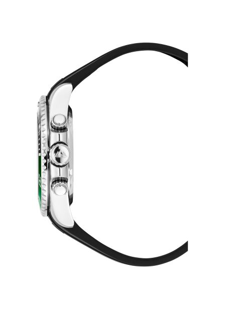 Montre Chronographe Homme en Caoutchouc Marine Chrono Rubber argenté/noir/vert