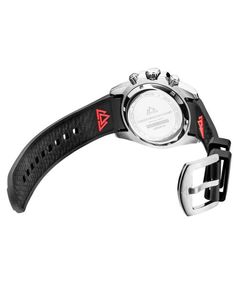 Montre Chronographe Homme en Caoutchouc Marine Chrono Rubber argenté/noir/bleu