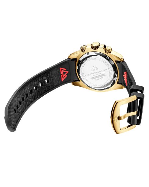 Montre Chronographe Homme en Caoutchouc Marine Chrono Rubber doré/noir