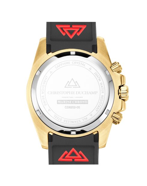 Montre Chronographe Homme en Caoutchouc Marine Chrono Rubber doré/noir