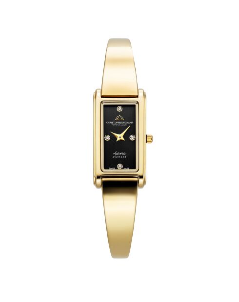 Montre Femme Quartz en Acier Aurora doré/noir