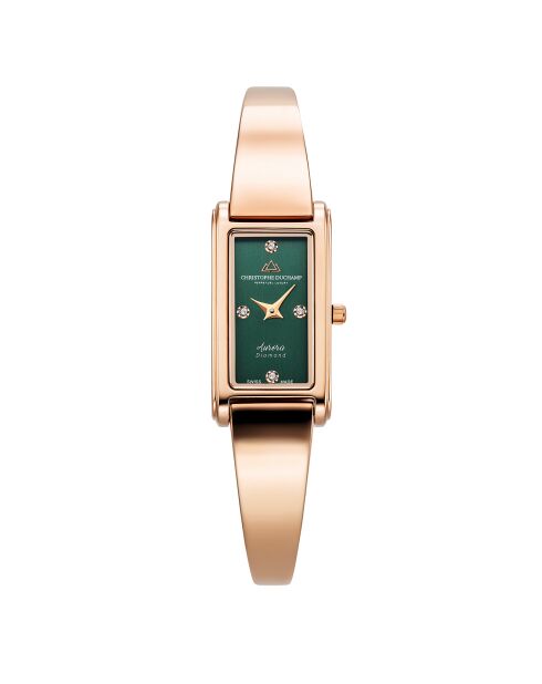 Montre Femme Quartz en Acier Aurora rose doré/vert