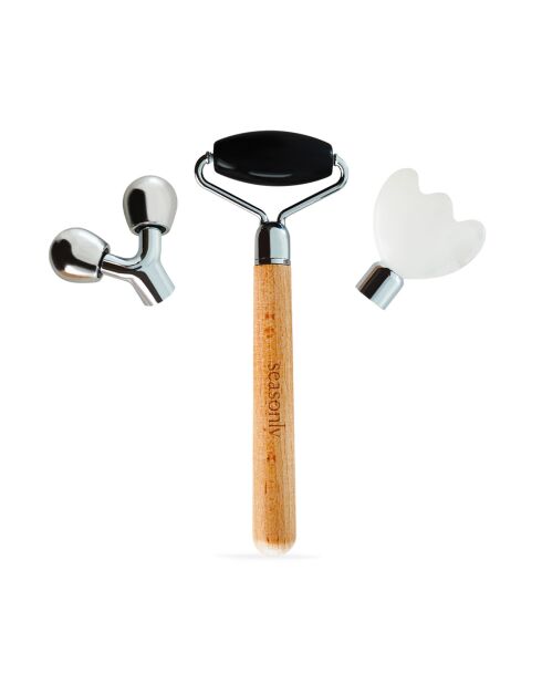 Rodillo multicabezal de madera/negro