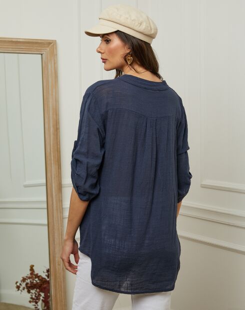 Louise marineblauwe blouse