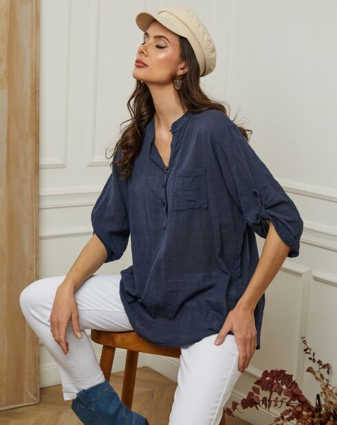 Louise marineblauwe blouse