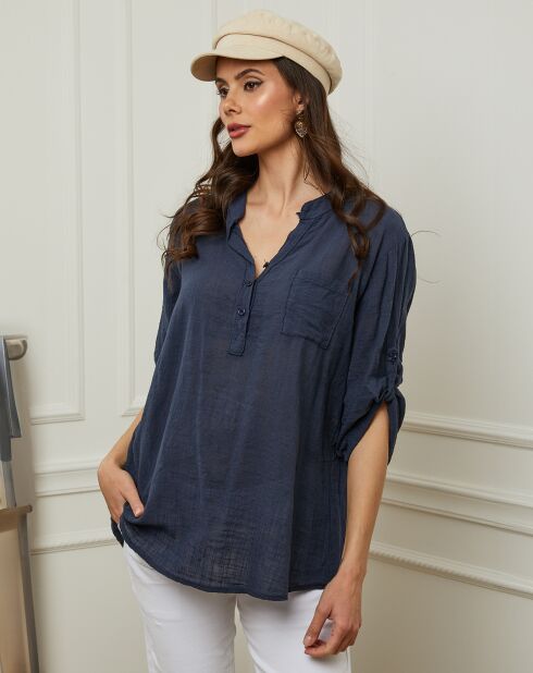 Louise marineblauwe blouse