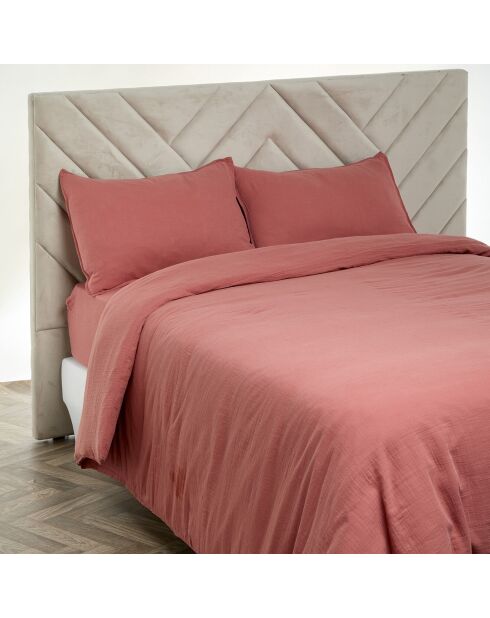 Drap housse Dili en double voile de coton bois de rose