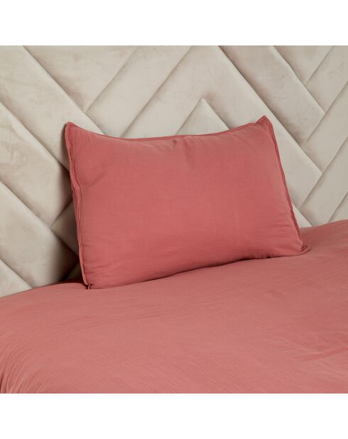 2 Taies d'oreiller Dili en double voile de coton bois de rose