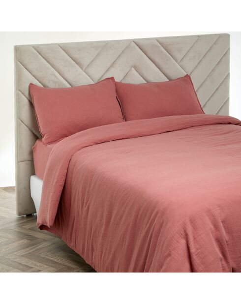 2 Taies d'oreiller Dili en double voile de coton bois de rose