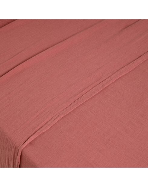 Drap plat Dili en double voile de coton bois de rose
