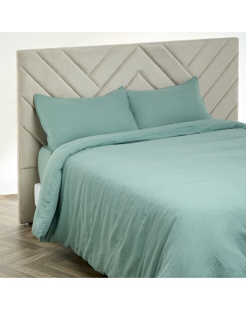 Housse de couette Dili en double voile de coton céladon