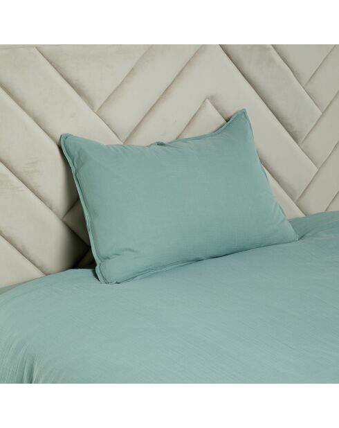 2 Taies d'oreiller Dili en double voile de coton céladon